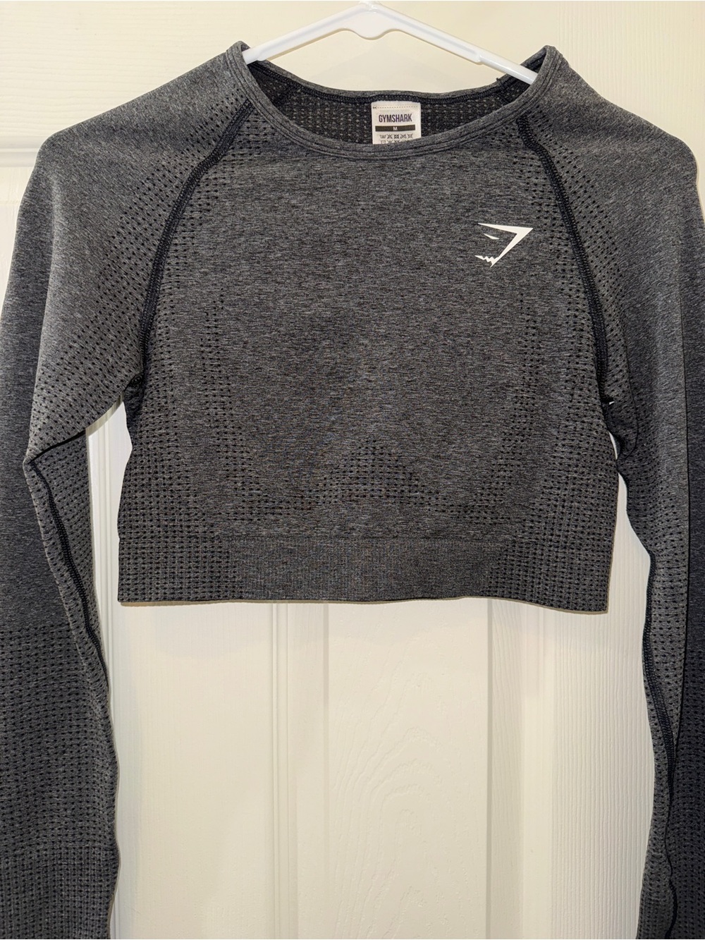 Gymshark Charcoal Gray Seamless Cropped Long-Sleeve Top